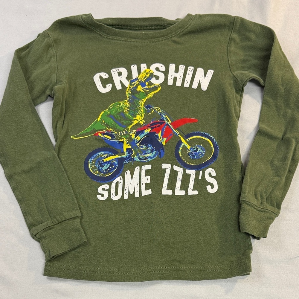 ⭐️ Carter's - Green Dino Motorcycle Long Sleeve Tee/T-shirt